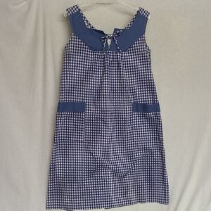 1960s/70s Gingham Checkered House Shift Dress Pockets Sears M 12-14
